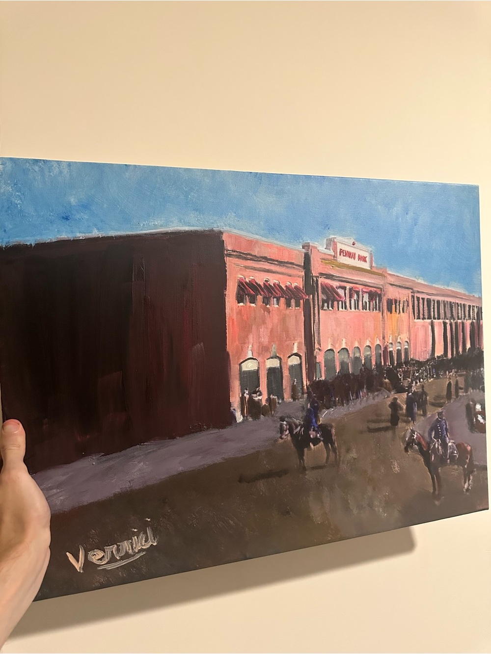 Fenway Park First opening day painting 1912 on canvas 24x18 Boston Baseball art